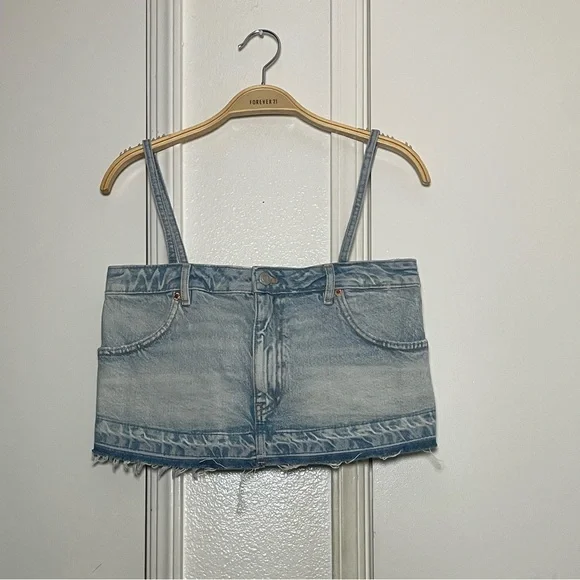 Zara Denim Skirt Effect crop top - Picture 4 of 5